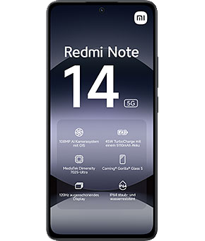 xiaomi redmi note 14 midnight black vorne